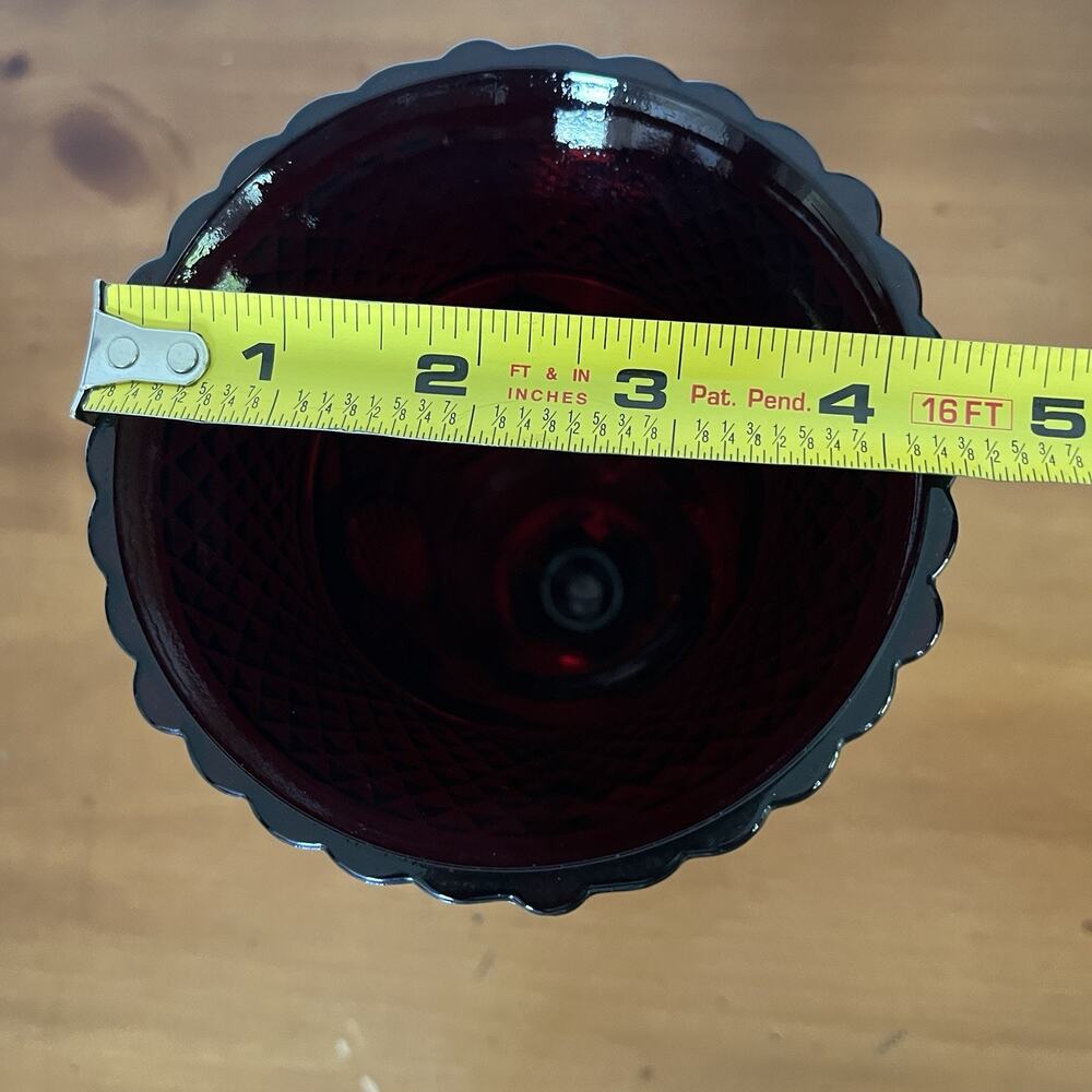 Avon ruby red Pedestal vase Cape Cod vintage glass, floral arrangements, decor - Picture 8 of 10